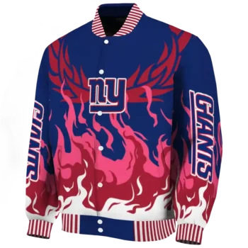 custom new york giants winged blaze blue white varsity jacket best selling