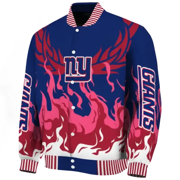 custom new york giants winged blaze blue white varsity jacket best selling