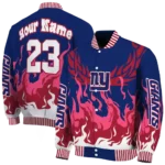 custom new york giants winged blaze blue white varsity jacket best selling