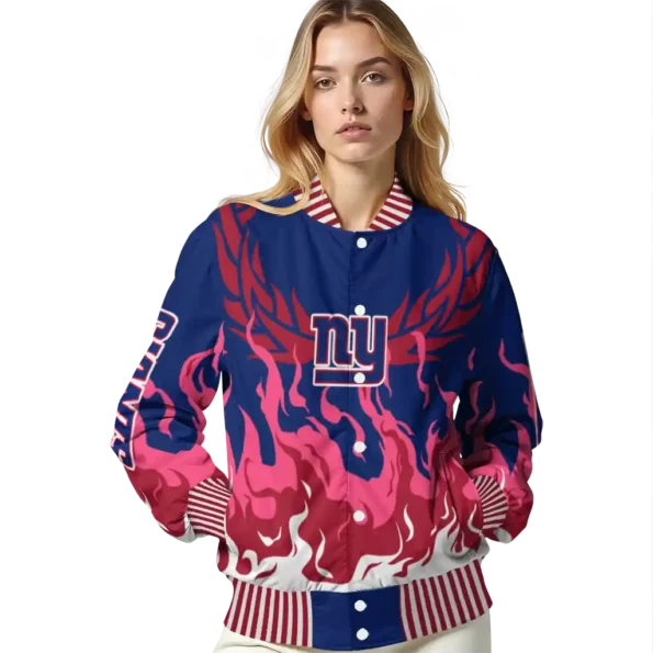 custom new york giants winged blaze blue white varsity jacket latest model