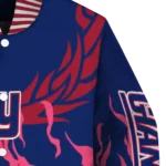 custom new york giants winged blaze blue white varsity jacket best selling