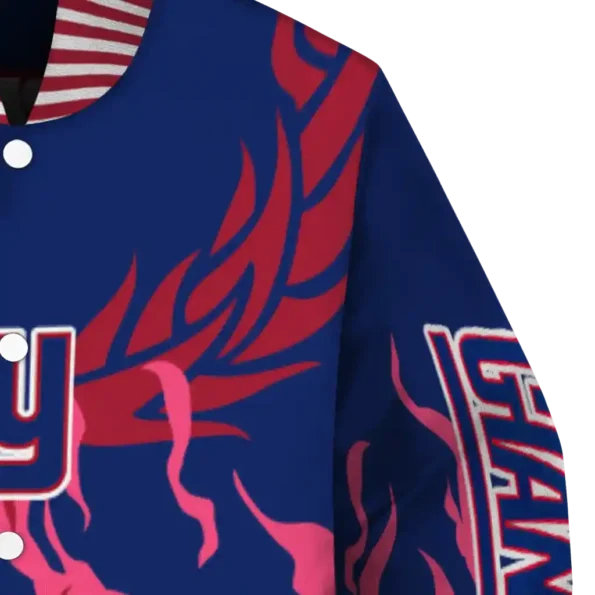 custom new york giants winged blaze blue white varsity jacket premium grade