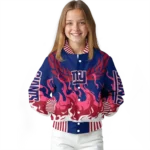 custom new york giants winged blaze blue white varsity jacket best selling