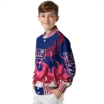 custom new york giants winged blaze blue white varsity jacket best selling
