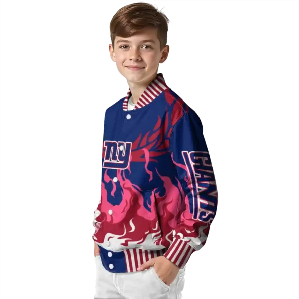 custom new york giants winged blaze blue white varsity jacket trendy