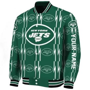 custom new york jets bolt stripe green varsity jacket best selling