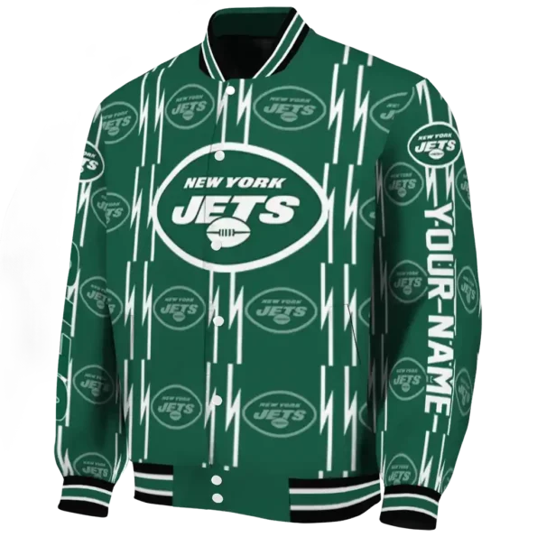 custom new york jets bolt stripe green varsity jacket best selling