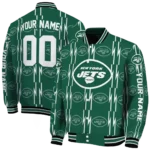 custom new york jets bolt stripe green varsity jacket best selling