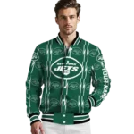 custom new york jets bolt stripe green varsity jacket best selling