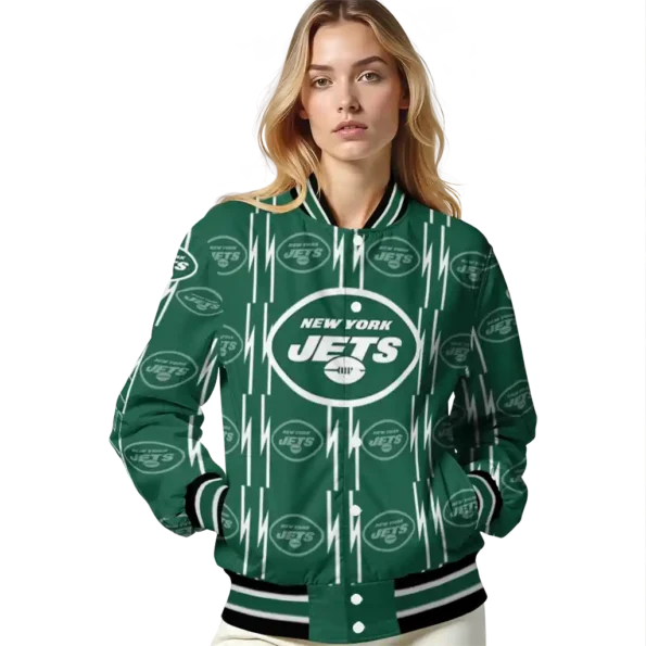 custom new york jets bolt stripe green varsity jacket latest model
