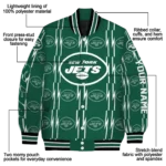 custom new york jets bolt stripe green varsity jacket best selling