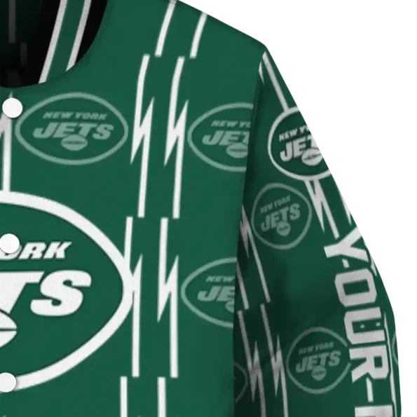custom new york jets bolt stripe green varsity jacket premium grade