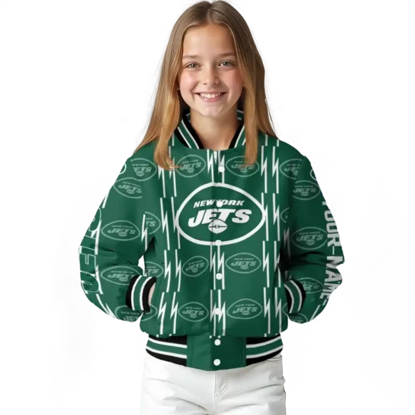 custom new york jets bolt stripe green varsity jacket top rated