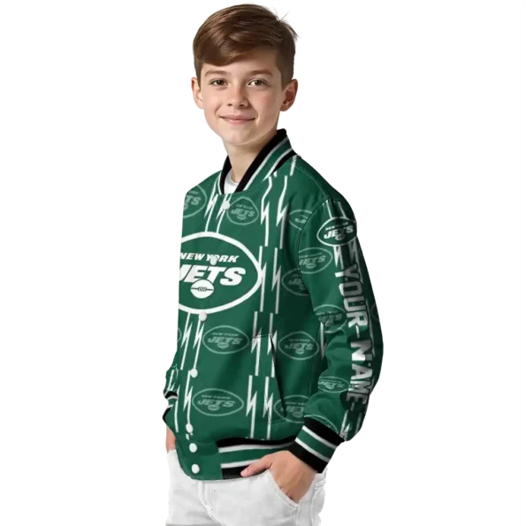 custom new york jets bolt stripe green varsity jacket trendy