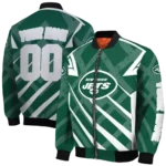 custom new york jets chevron angles green bomber jacket best selling