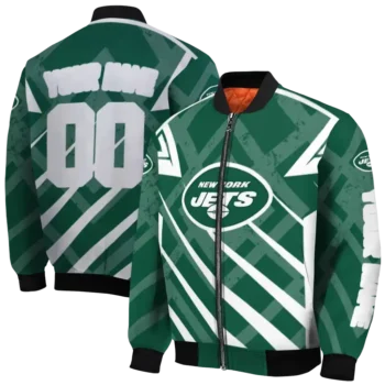 custom new york jets chevron angles green bomber jacket fashion forward