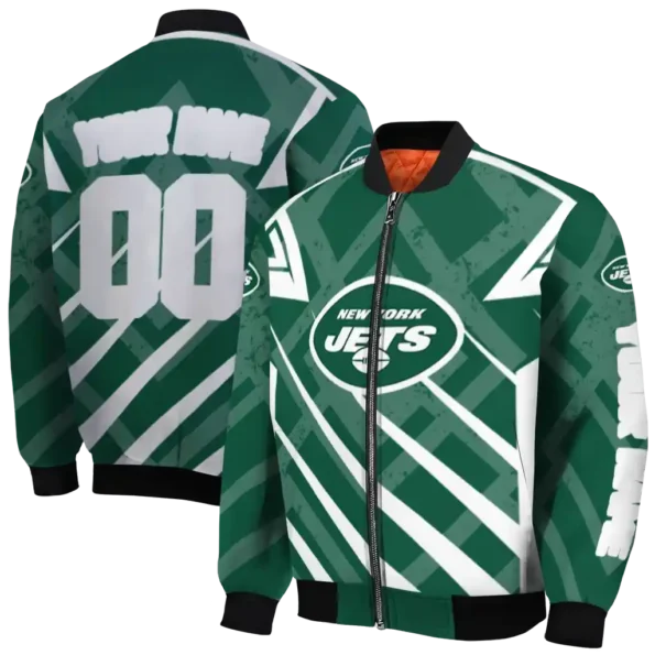 custom new york jets chevron angles green bomber jacket fashion forward