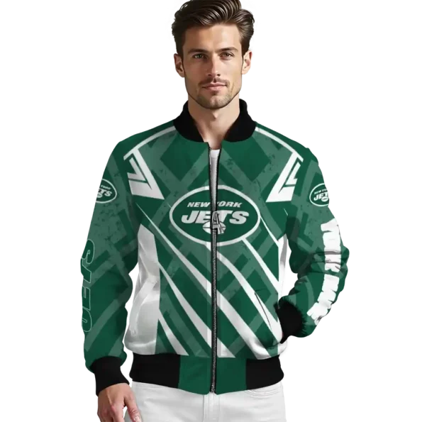 custom new york jets chevron angles green bomber jacket high quality