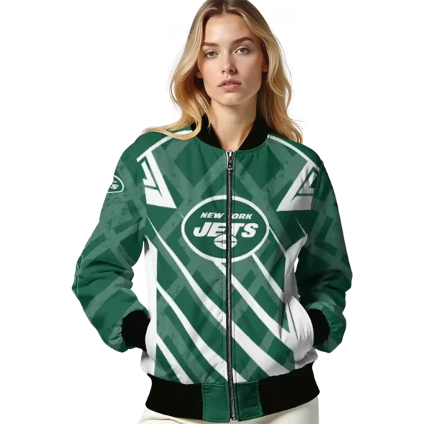 custom new york jets chevron angles green bomber jacket latest model