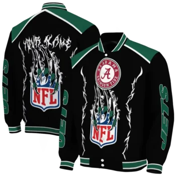 custom new york jets claw blood green black varsity jacket fashion forward