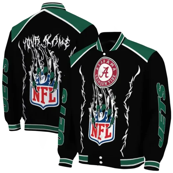 custom new york jets claw blood green black varsity jacket fashion forward