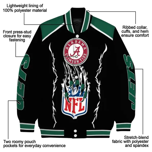 custom new york jets claw blood green black varsity jacket new arrival