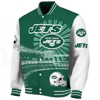 custom new york jets ferris arena green white varsity jacket best selling