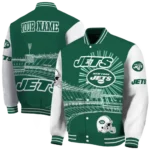custom new york jets ferris arena green white varsity jacket best selling
