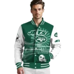 custom new york jets ferris arena green white varsity jacket best selling