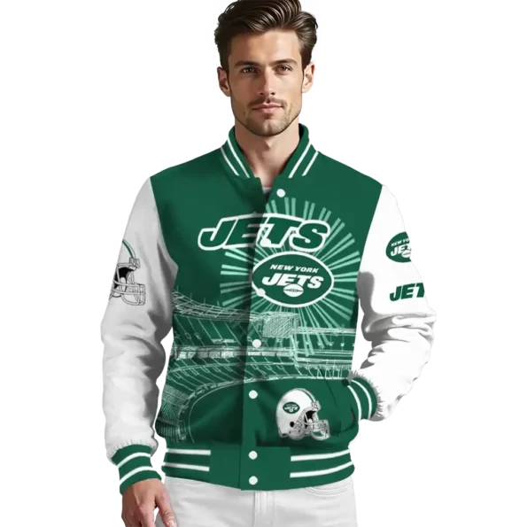 custom new york jets ferris arena green white varsity jacket high quality