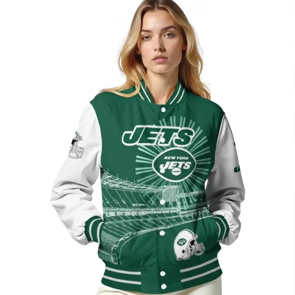 custom new york jets ferris arena green white varsity jacket latest model