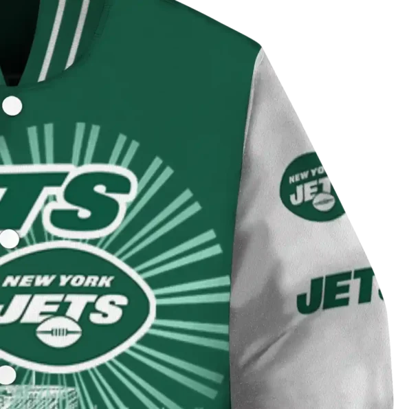 custom new york jets ferris arena green white varsity jacket premium grade