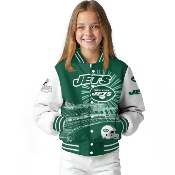 custom new york jets ferris arena green white varsity jacket top rated
