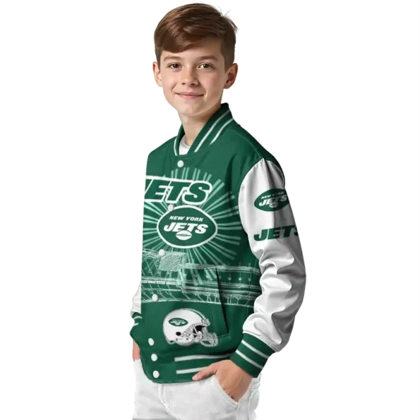 custom new york jets ferris arena green white varsity jacket trendy