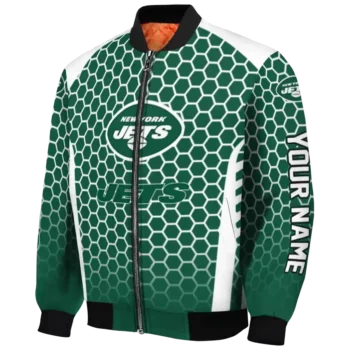 custom new york jets hexagon grid green bomber jacket best selling