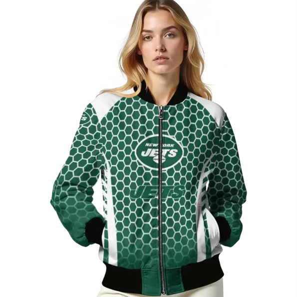 custom new york jets hexagon grid green bomber jacket latest model
