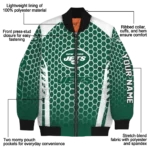 custom new york jets hexagon grid green bomber jacket best selling