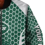 custom new york jets hexagon grid green bomber jacket best selling