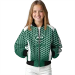 custom new york jets hexagon grid green bomber jacket best selling