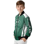 custom new york jets hexagon grid green bomber jacket best selling