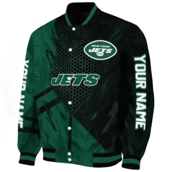 custom new york jets hexagon mesh green black varsity jacket best selling