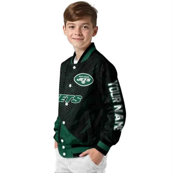 custom new york jets hexagon mesh green black varsity jacket trendy