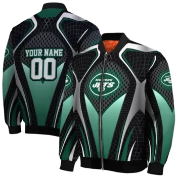 custom new york jets mesh chest black crocs black bomber jacket fashion forward