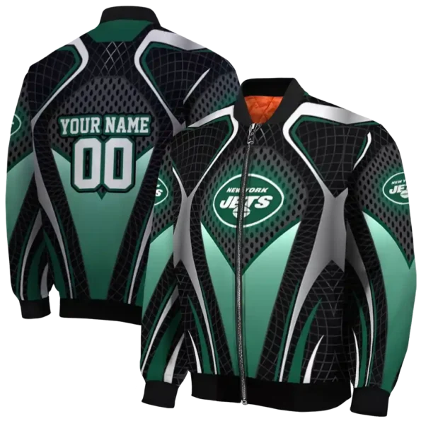 custom new york jets mesh chest black crocs black bomber jacket fashion forward