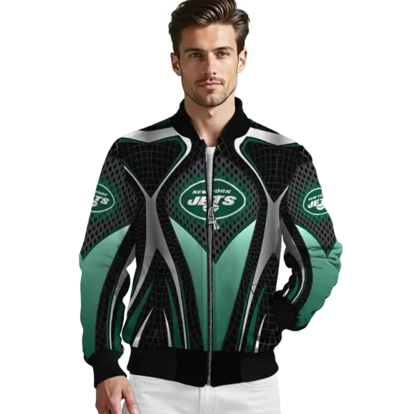 custom new york jets mesh chest black crocs black bomber jacket high quality