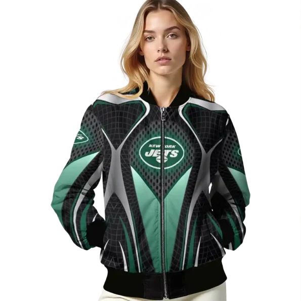 custom new york jets mesh chest black crocs black bomber jacket latest model