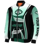 custom new york jets mesh effect green black bomber jacket best selling