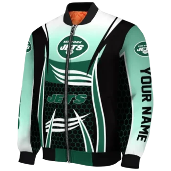 custom new york jets mesh effect green black bomber jacket best selling
