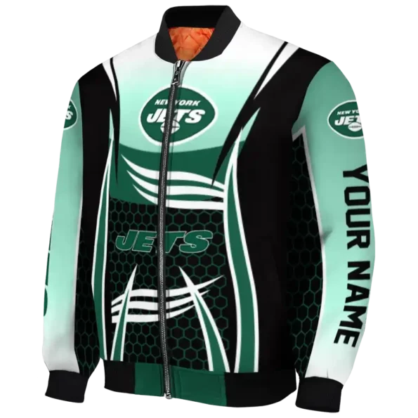 custom new york jets mesh effect green black bomber jacket best selling