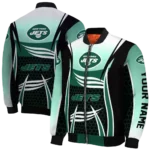 custom new york jets mesh effect green black bomber jacket best selling